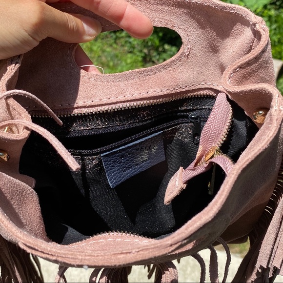 Bags Nwt Light Pink Italian Suede Fringe Crossbody Bag Poshmark